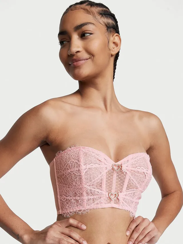 Vs Wicked Shimmer Heart Embroidery Open-Cup Corset Top