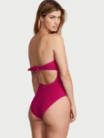 Shimmer Cut-Out Bandeau One-Piece Swimsuit