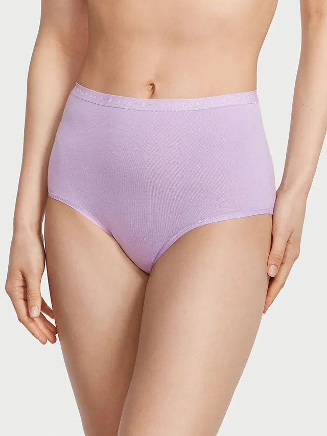 Pink Logo Cotton High-Waist Thong Panty