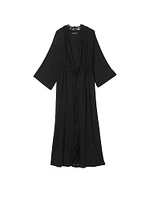 Modal & Lace Trim High-Slit Maxi Robe