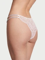 Crotchless Shine Strap Lace Brazilian Panty