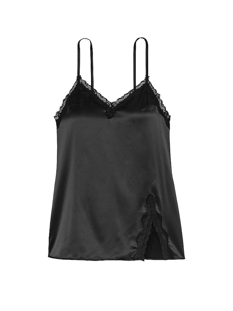 Tease Satin Lace-Trim Mini Slip