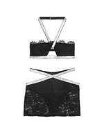 Shine Strap Halter Bralette & Mini Skirt Set