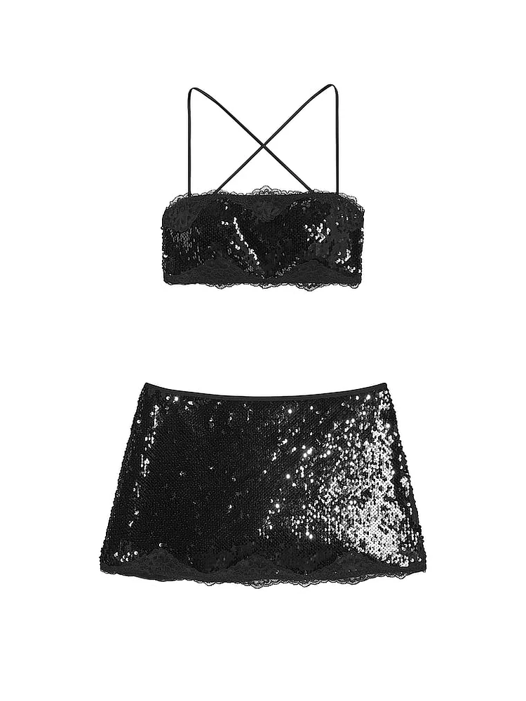 Sequin Bralette & Mini Skirt Set