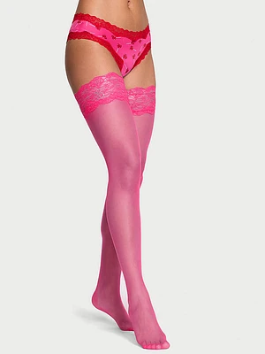 Lace-Top Thigh Highs with Reinforced Heel