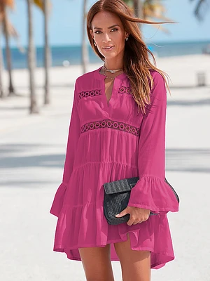 Short V-neck Ruffle Dress