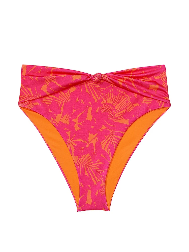 Knotted High-Waist Cheeky Bikini Bottom