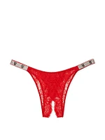 Shine Strap Cut-Out Back Lace Brazilian Panty