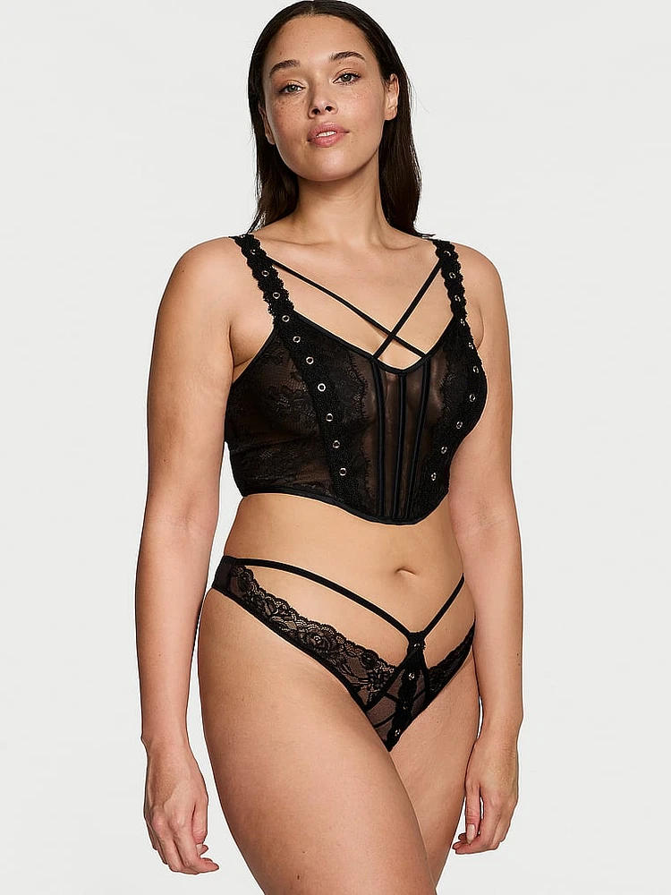 Rose Lace & Grommet Strappy Corset Top