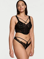 Rose Lace & Grommet Strappy Corset Top
