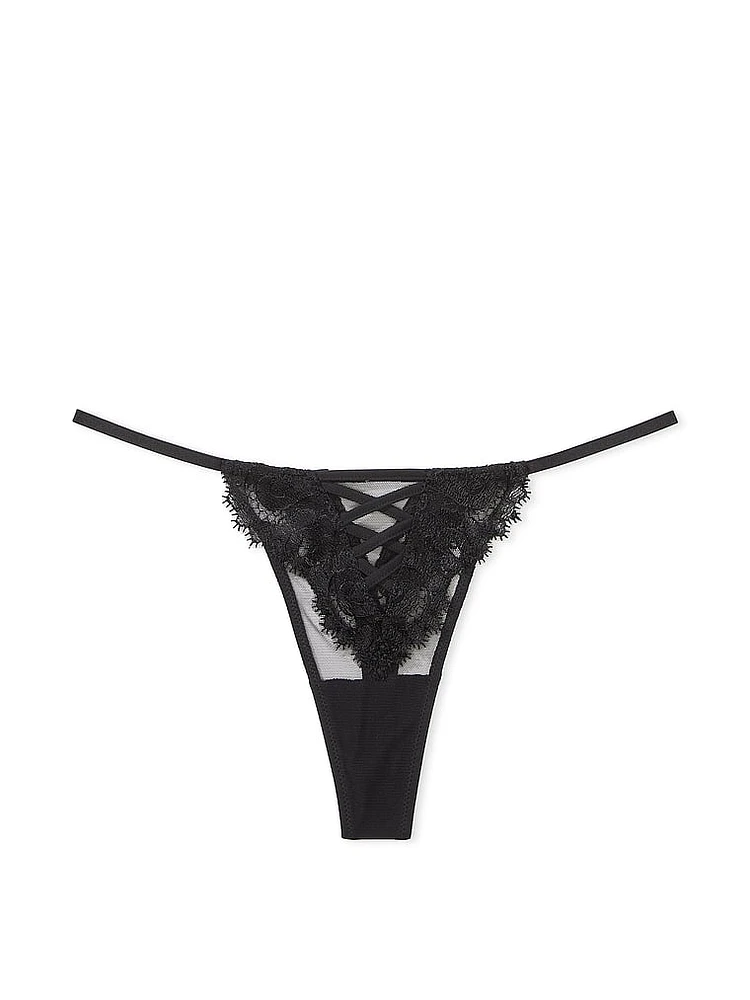 Boho Floral Embroidery Thong Panty