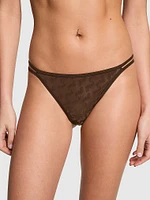 Logo Mesh Strappy Thong Panty