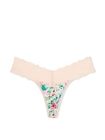 Lace-Waist Cotton Thong Panty