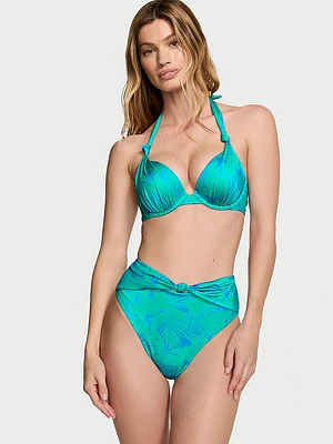 Knotted High-Waist Cheeky Bikini Bottom
