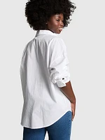 Cotton Poplin Oversized Button-Down Sleepshirt