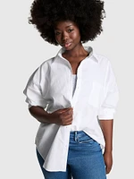Cotton Poplin Oversized Button-Down Sleepshirt
