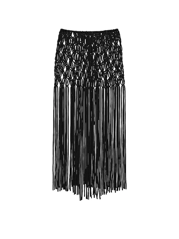 Macrame Fringe Cover-Up Skirt