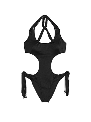 VS Archives Swim Macrame Fringe Monokini One-Piece Swimsuit