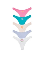 5-Pack Stretch Cotton High-Leg Scoop Thong Panties