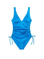 Ruched Plunge One-Piece Swimsuit