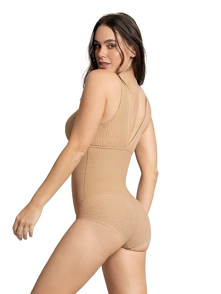 Sheer Stripe Detail Sculpting Bodysuit