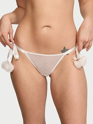 Lace-Trim Smooth Shimmer String Bikini Panty