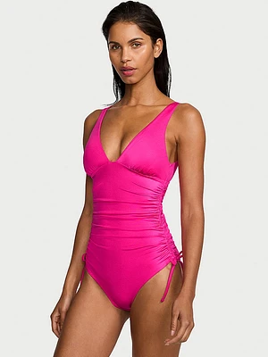 Ruched Plunge One-Piece Swimsuit