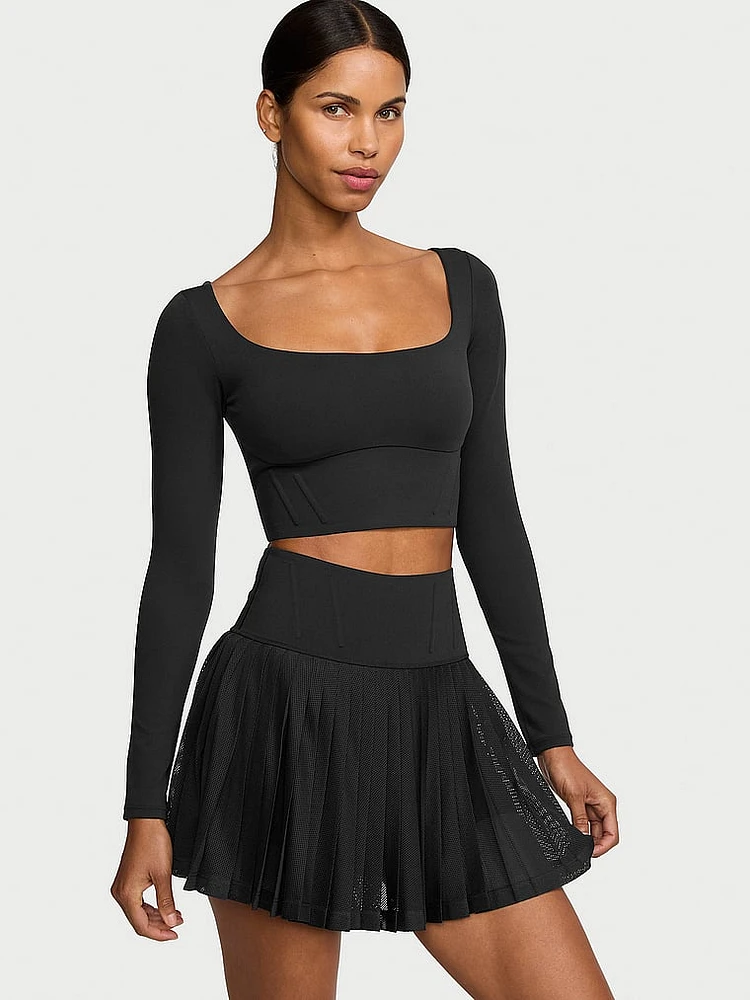 VS Elevate Cropped Long-Sleeve Corset Top