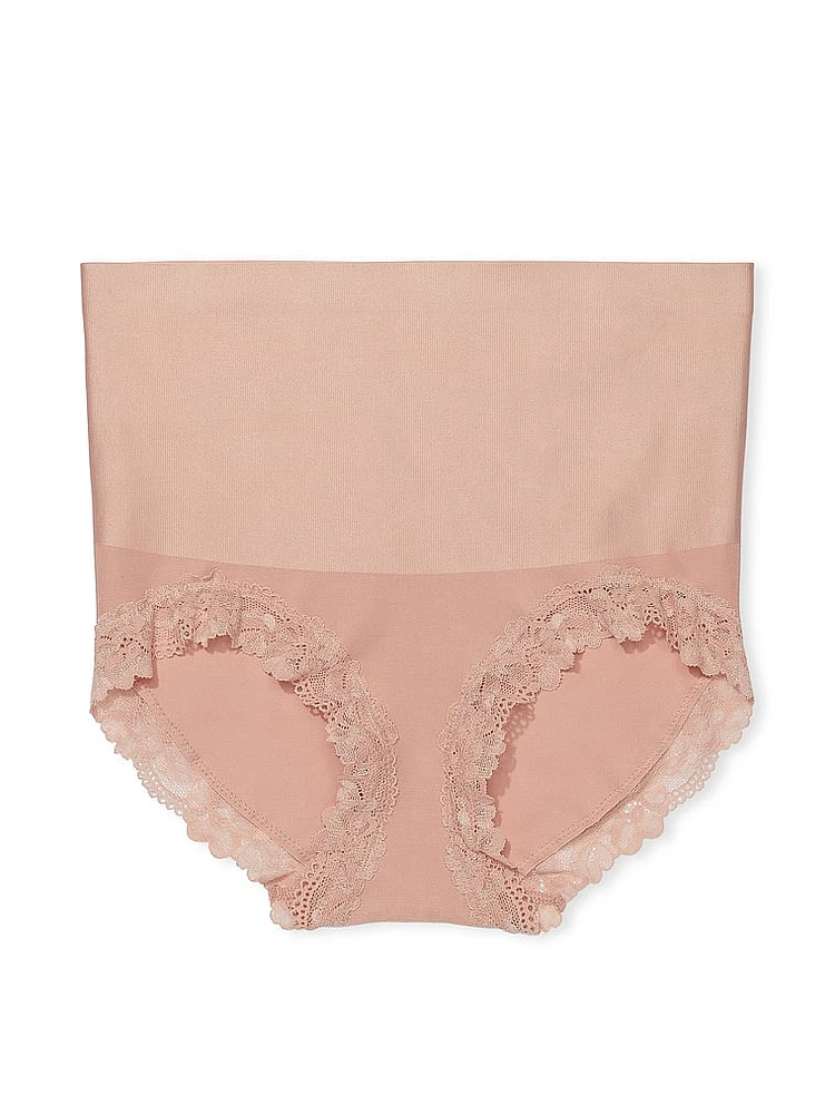 Smoothing Shimmer Lace-Trim Brief Panty