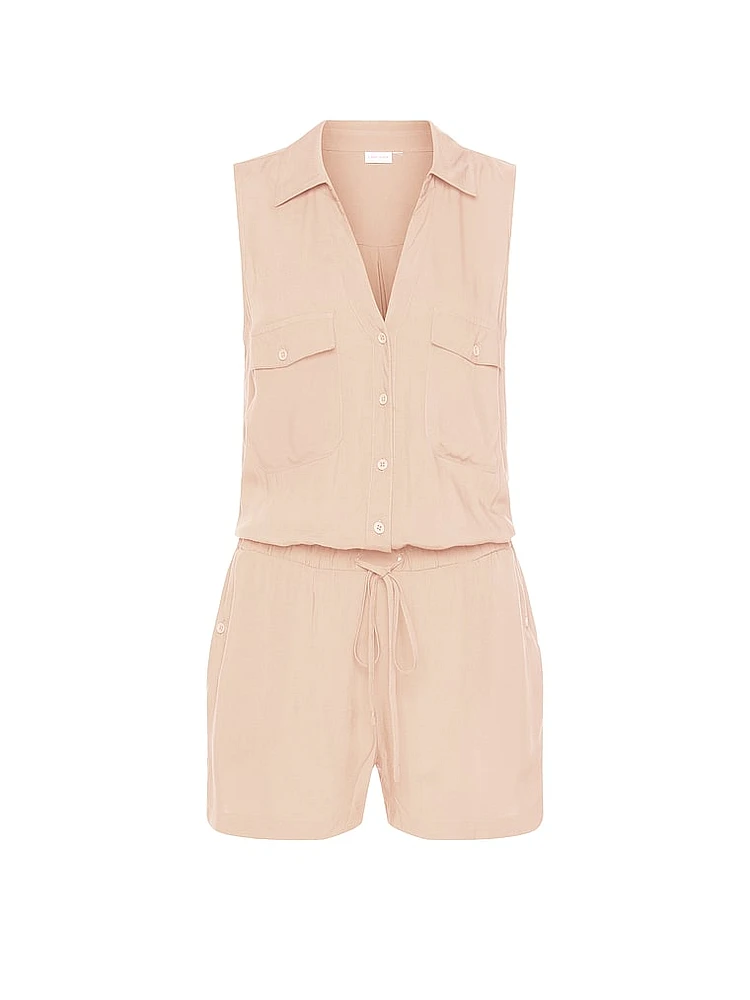 Sleeveless Drawstring Romper