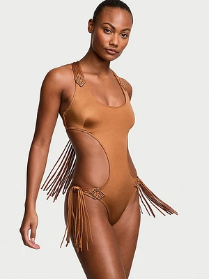 VS Archives Swim Macrame Fringe Monokini One-Piece Swimsuit