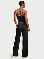 Lux Glossy Sport Wide-Leg Pants