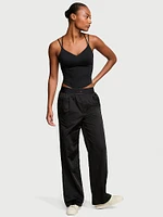 Lux Glossy Sport Wide-Leg Pants