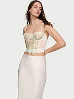 Daisy Chain Embroidery Strapless Corset Top