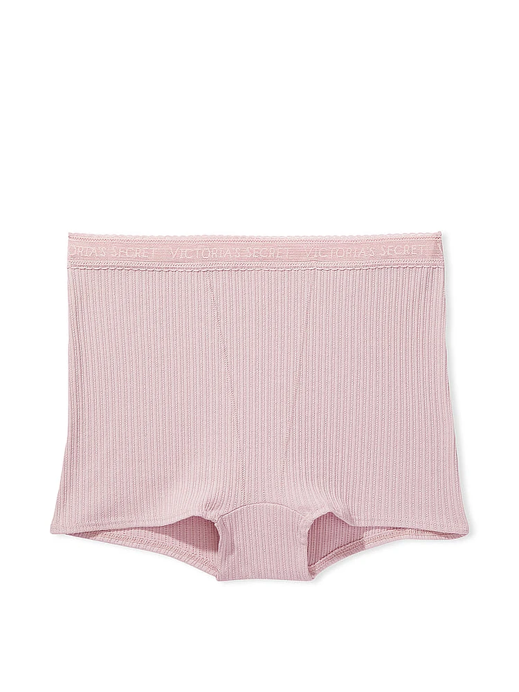 Logo Cotton High-Waist Boyshort Panty