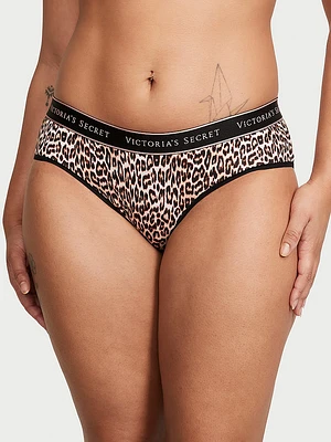 Logo Cotton Lace-Waist Hiphugger Panty