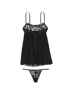 Lace Pleated Babydoll Set