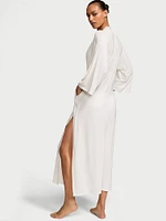 Modal & Lace Trim High-Slit Maxi Robe