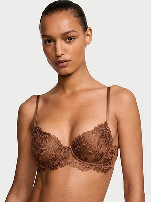 Floral Embroidery Lightly Lined Demi Bra