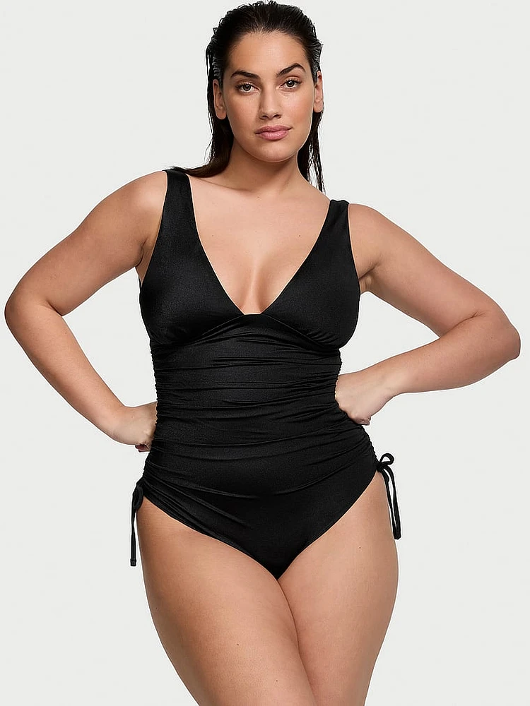 Ruched Plunge One-Piece Swimsuit