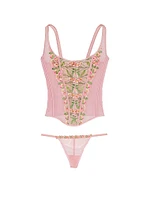 Classic Lily Embroidery Corset Set