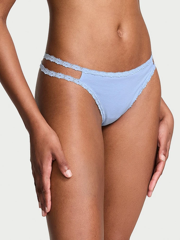 Wink Lace-Trim Strappy Thong Panty