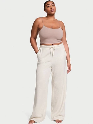 Cotton Fleece Wide-Leg Pants