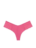 No-Show Lace-Trim High-Leg Thong Panty