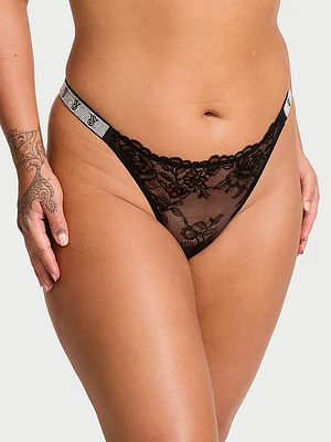 Logo Shine Strap Thong Panty