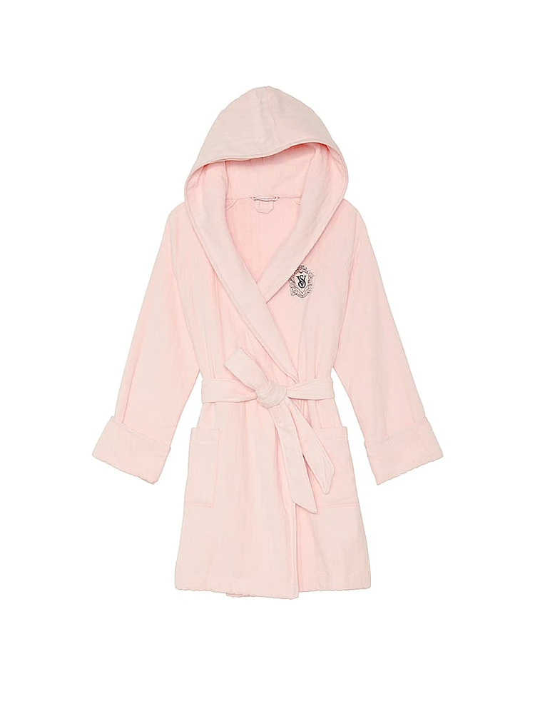 Terry Hooded Short Robe