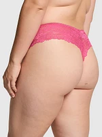 No-Show Lace-Trim High-Leg Thong Panty