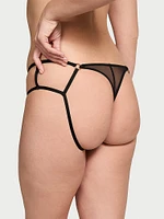 Rose Lace & Grommet Open-Back Cheeky Panty