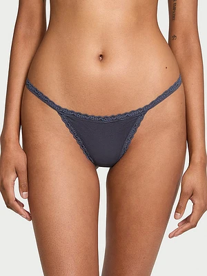 Lace-Waist Heather Rib V-String Panty