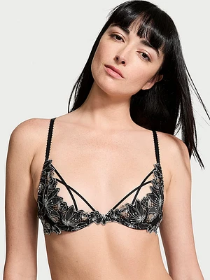 Ziggy Glam Embroidery Peekaboo Low-Cut Demi Bra